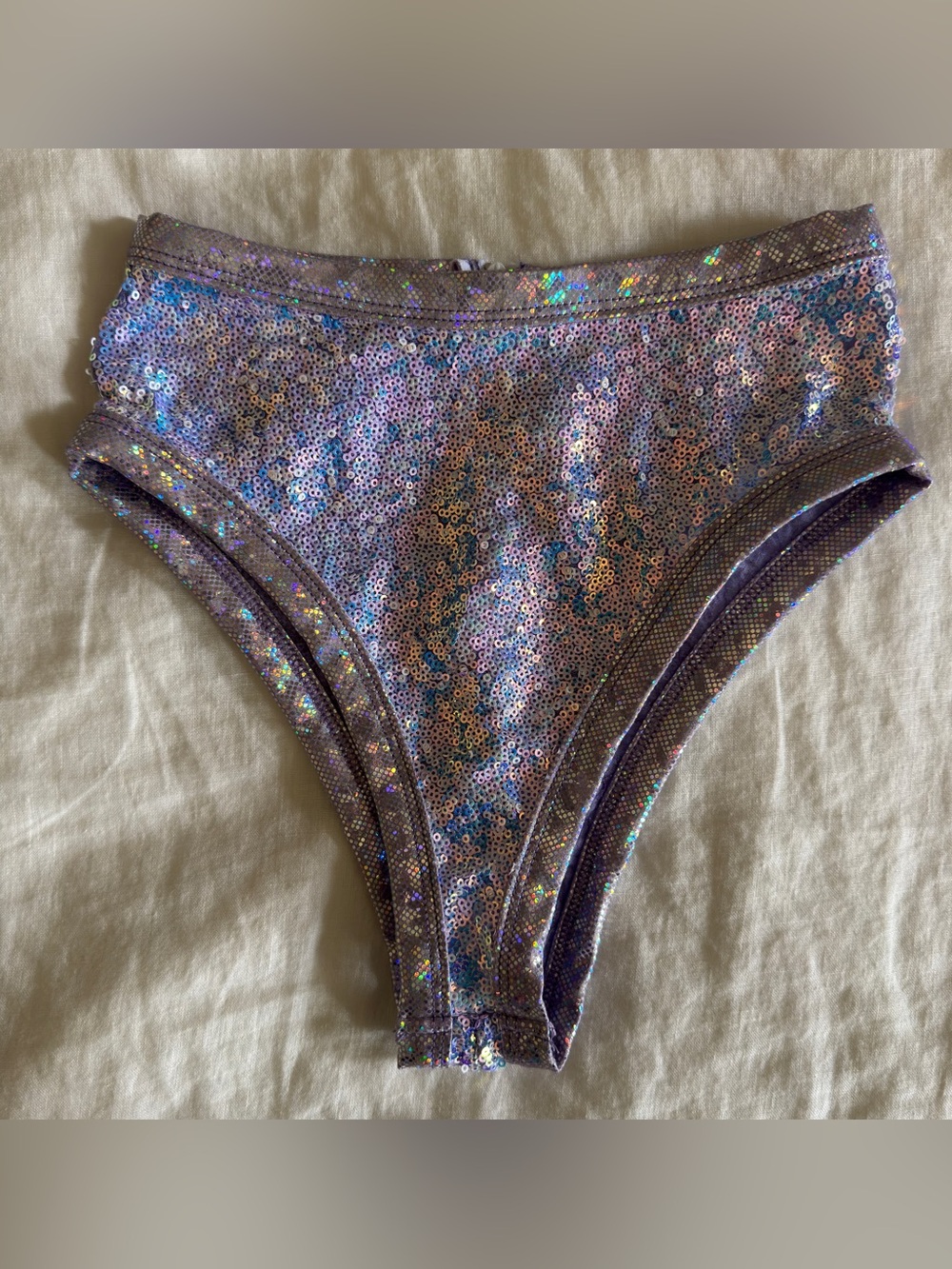 JValentine iheartraves Holographic Purple Sequin Bottoms